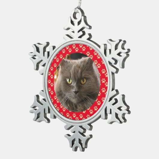 Gepersonaliseerd kerstcadeau voor gezelschapsdiere tin sneeuwvlok ornament (Rechts)