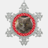 Gepersonaliseerd kerstcadeau voor gezelschapsdiere tin sneeuwvlok ornament (Voorkant)
