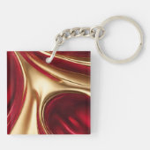Gepersonaliseerd kerstcadeau voor haar-rood en gou sleutelhanger (Achterkant)