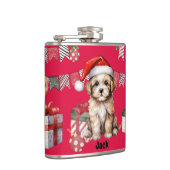 Gepersonaliseerd kerstcadeau voor hondenliefhebber heupfles (Rechts)
