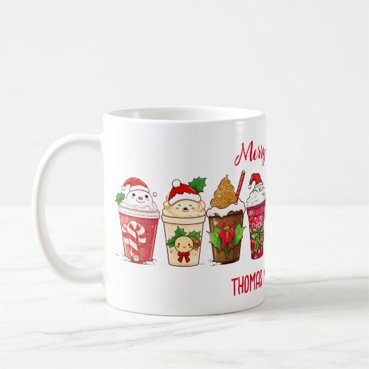 Gepersonaliseerd kerstcadeau voor koffieliefhebber koffiemok (Links)