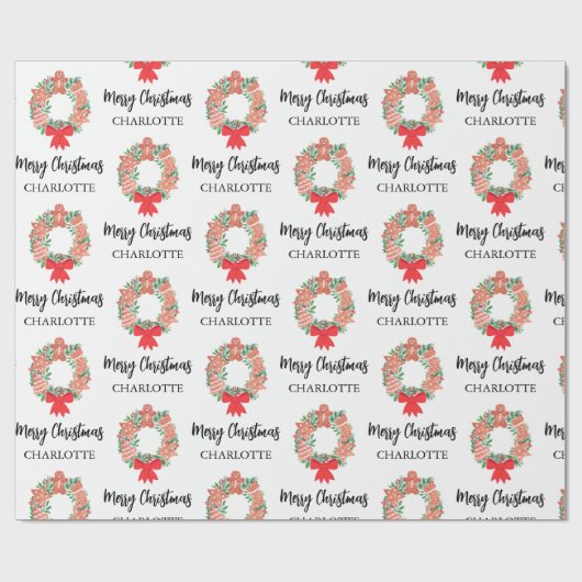 Gepersonaliseerd kerstcadeautje cadeaupapier (Vlak)