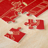 Gepersonaliseerd kerstcadeautje Game Red Gold Legpuzzel (Zijkant)
