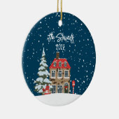 Gepersonaliseerd kerstdorpsschilderij keramisch ornament (Rechts)