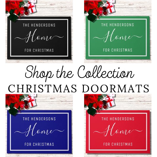 Gepersonaliseerd kerstfamilie Blauwgroen Deurmat