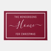 Gepersonaliseerd kerstfamilie Burgundy Deurmat (Voorkant)