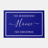 Gepersonaliseerd kerstfamilie Navy Blue Deurmat (Voorkant)