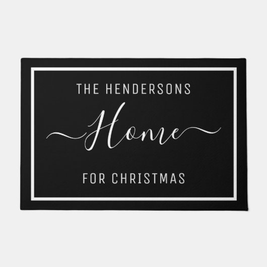 Gepersonaliseerd kerstfamilie zwart deurmat (Voorkant)