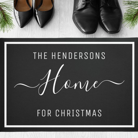 Gepersonaliseerd kerstfamilie zwart deurmat