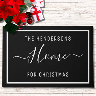 Gepersonaliseerd kerstfamilie zwart deurmat