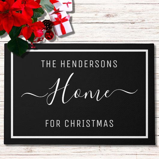 Gepersonaliseerd kerstfamilie zwart deurmat