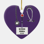 Gepersonaliseerd kerstfeest 2022, Collectible Cera Keramisch Ornament (Achterkant)