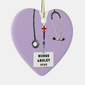 Gepersonaliseerd kerstfeest 2022, Collectible Cera Keramisch Ornament (Rechts)