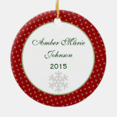 Gepersonaliseerd kerstfeest Beer Keramisch Ornament (Achterkant)