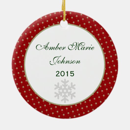 Gepersonaliseerd kerstfeest Beer Keramisch Ornament (Achterkant)