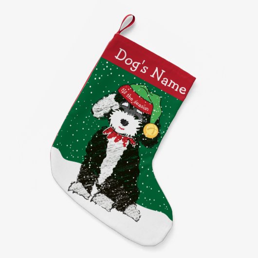 Gepersonaliseerd kerstfeest Bernedoodle Elf Kleine Kerstsok (Voorkant (Hangend))