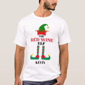 Gepersonaliseerd Kerstfeest De rode wijn Elf T-shirt (Voorkant)