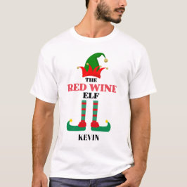 Gepersonaliseerd Kerstfeest De rode wijn Elf T-shirt