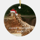 Gepersonaliseerd kerstfeest Giraffe Keramisch Ornament (Voorkant)