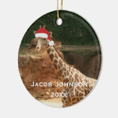 Gepersonaliseerd kerstfeest Giraffe Keramisch Ornament (Links)