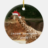 Gepersonaliseerd kerstfeest Giraffe Keramisch Ornament (Achterkant)