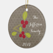 Gepersonaliseerd kerstfeest Holly Bales Family Orn Keramisch Ornament (Links)