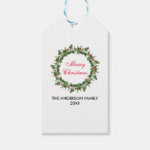 Gepersonaliseerd kerstfeest Holly Wreath Cadeaulabel (Voorkant)