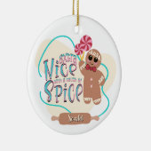 Gepersonaliseerd kerstfeest in Gingerbrood Keramisch Ornament (Rechts)
