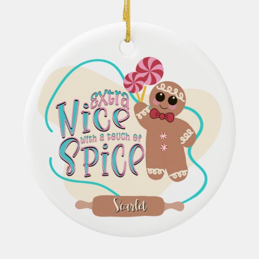 Gepersonaliseerd kerstfeest in Gingerbrood Keramisch Ornament (Achterkant)