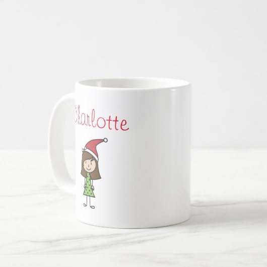 gepersonaliseerd kerstfeest kinder meisje koffie koffiemok (Voorkant links)