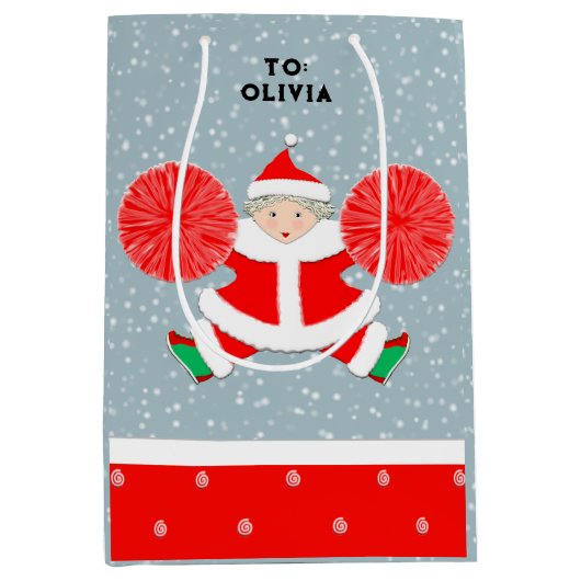 Gepersonaliseerd kerstfeest medium cadeauzakje (Voorkant)