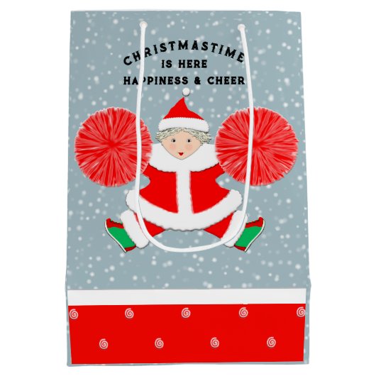 Gepersonaliseerd kerstfeest medium cadeauzakje (Achterkant)