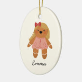 Gepersonaliseerd kerstfeest meisje met ontbijt keramisch ornament (Links)