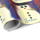 Gepersonaliseerd kerstfeest met gloed Snowman Cadeaupapier (Rol Hoek)