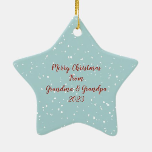 Gepersonaliseerd kerstfeest met pinguïn keramisch ornament (Achterkant)