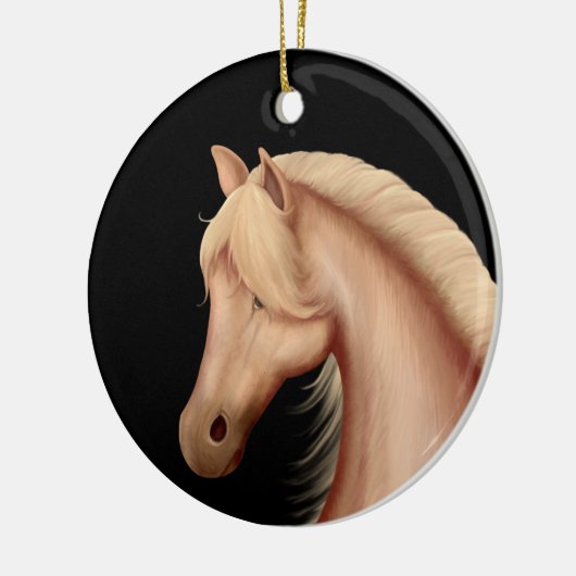 Gepersonaliseerd kerstfeest met Pony van Palomino Keramisch Ornament (Links)