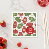 Gepersonaliseerd kerstfeest Mittens Pattern Napkin Servet (Insitu)