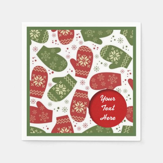 Gepersonaliseerd kerstfeest Mittens Pattern Napkin Servet (Voorkant)