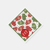 Gepersonaliseerd kerstfeest Mittens Pattern Napkin Servet (Hoek)