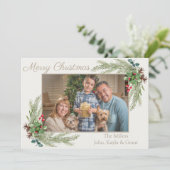 GEPERSONALISEERD KERSTFEEST PINNEEDLE GROEN FEESTDAGENKAART (Staand voorkant)