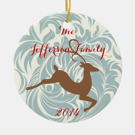 Gepersonaliseerd kerstfeest Rein Deer Family Ornam Keramisch Ornament (Voorkant)