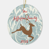 Gepersonaliseerd kerstfeest Rein Deer Family Ornam Keramisch Ornament (Links)