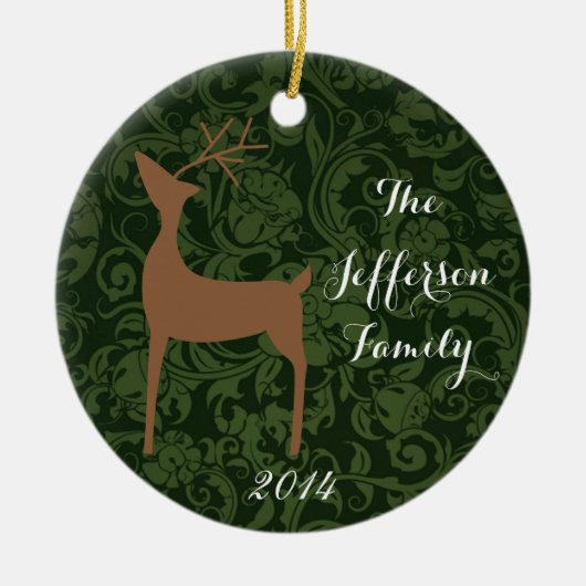 Gepersonaliseerd kerstfeest Rein Deer Family Ornam Keramisch Ornament (Voorkant)