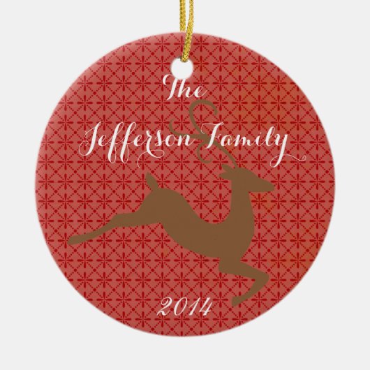 Gepersonaliseerd kerstfeest Rein Deer Family Ornam Keramisch Ornament (Voorkant)