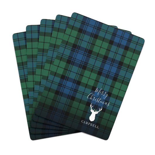 Gepersonaliseerd kerstfeest Tartan Clan Campbell P Pokerkaarten