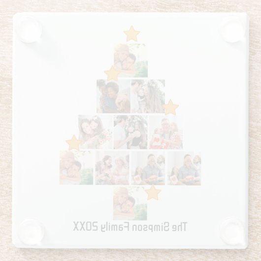 Gepersonaliseerd kerstfeest van de vlinderfamilie  glazen onderzetter (Achterkant)