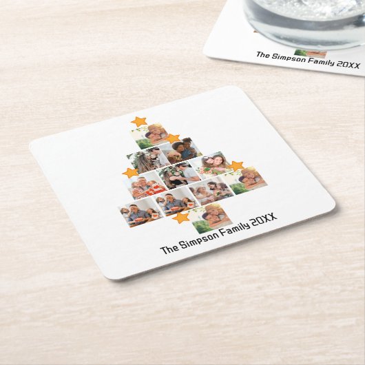 Gepersonaliseerd kerstfeest van de vlinderfamilie  kartonnen onderzetters (Schuin)