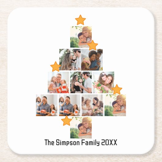 Gepersonaliseerd kerstfeest van de vlinderfamilie  kartonnen onderzetters (Voorkant)