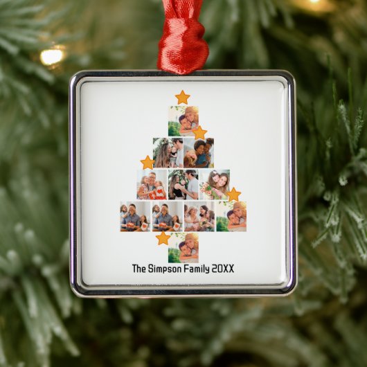 Gepersonaliseerd kerstfeest van de vlinderfamilie  metalen ornament (Boom)