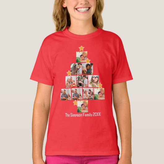 Gepersonaliseerd kerstfeest van de vlinderfamilie  t-shirt (Voorkant)